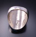 Size 11-3/4 Silver & Kingman Turquoise Zuni Inlay Hummingbird Mens Ring by Amy Quandelacy 3F22Z