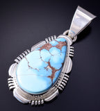 Silver & Golden Hills Turquoise Navajo Handmade Pendant by Rick Tolino 5L13Q