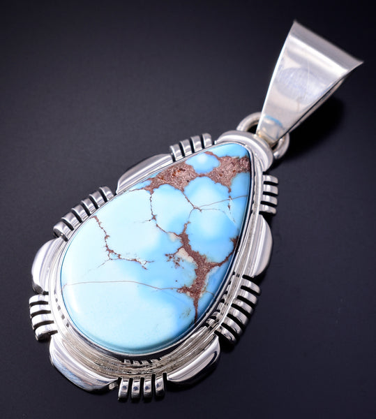 Silver & Golden Hills Turquoise Navajo Handmade Pendant by Rick Tolino 5L13Q