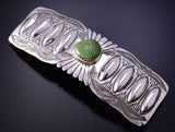 Silver & Turquoise Navajo Handstamped Hair Barrette 4L07E