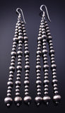 Silver 3-Strand Navajo Pearls Duster Earrings by Vangie Touchine 4L07X