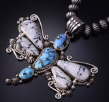 Silver & Golden Hills Turquoise Navajo Dragonfly Pendant by Erick Begay 5H02A