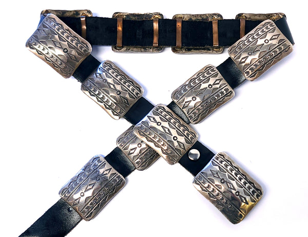 Vintage Navajo Stamped Design Concho Belt 5L11R