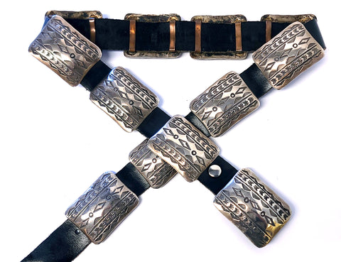 Vintage Navajo Stamped Design Concho Belt 5L11R