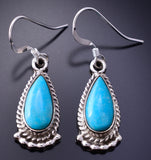 Silver & Turquoise Navajo Tear Drop Earrings by Sharon McCarthy 3J16Q