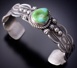 Navajo Stamped Silver Bracelet with Sonoran Gold Turquoise by Tillie Jon 6K28C