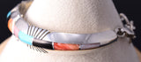 Vintage Silver Multistone Navajo Inlay Curve Link Bracelet Chester Benally 5L13J