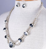 White Buffalo Turquoise 7 stone Silver Necklace with Earrings by Navajo Ty Francisco 5L23C