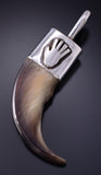 Silver Bear Claw "We were here" Navajo Handmade Pendant by Erick Begay 5G12X