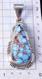 Silver & Golden Hills Turquoise Navajo Handmade Pendant by Rick Tolino 5L13T