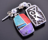 Silver & Turquoise Multistone Navajo Inlay Earrings 2K21R