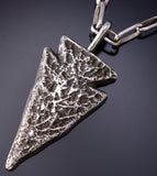 Silver Navajo Tufacast Arrowhead Pendant by Ravis Henry 6H06E