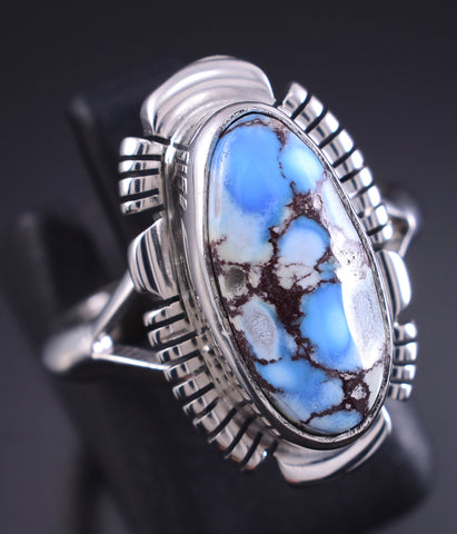 Size 6-3/4 Silver & Golden Hills Turquoise Navajo Ring by Antoinette Martinez 5L26V