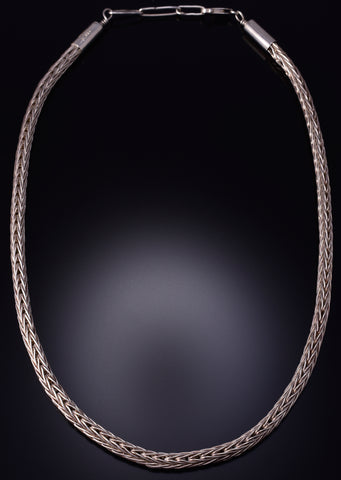 22" Silver Navajo Handmade Foxtail Necklace by Everette & Mary Teller 5J29M