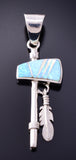 Silver & Opal Navajo Inlay Tomahawk Pendant by TSF 3L08X