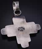 Silver & Turquoise Navajo Handmade Zia Design Pendant by Kevin Billah 5J18F