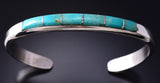 Vintage Silver & Turquoise Navajo Inlay Row Bracelet hallmarked by M 5K17F
