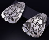 Vintage Silver Navajo Handmade Statement Earrings by Steven Begay 5K22Q