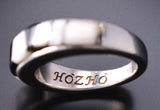 Size 5 - Navajo White Buffalo Inlay Ring by Tracy Peshlakai 6K22L