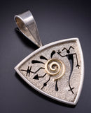 Vintage Petroglyph pendant Silver and 14k gold by Myron Panteah - 6K02Z