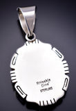 Vintage Silver & White Buffalo Turquoise Navajo Handmade Pendant by R. Hoskie 6D28O