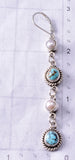 Silver & Golden Hills Turquoise w/ Fresh Pearl Navajo Earrings Erick Begay 6F27B