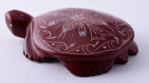Pipestone Zuni Turtle Fetish by Andrianna Cellicion 5L09N