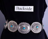 Vintage Classic Traditional Navajo Turquoise Concho Belt signed LS 5L11S