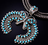 Silver & Turquoise Navajo Handmade Butterfly & Naja Pendant by Tina Jones 5J18G