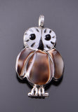 Silver Multistone Zuni Inlay Owl Pendant by Regina Kallestewa 3F19T