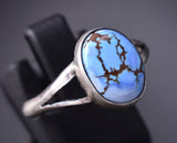 Size 7-3/4 Silver & Golden Hills Turquoise Navajo Ring Genevieve Francisco 6D27T