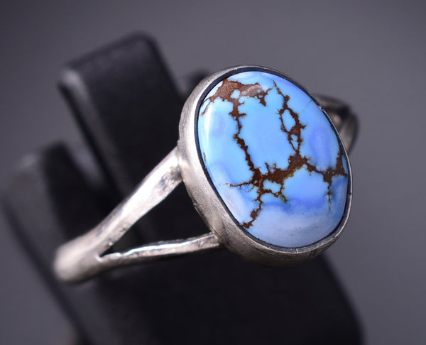 Size 7-3/4 Silver & Golden Hills Turquoise Navajo Ring Genevieve Francisco 6D27T