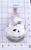 Silver & White Buffalo Turquoise Navajo Handmade Pendant by Norvin Johnson 5L26Y