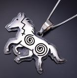 Silver Hopi Overlay Running Free Horse Pendant by Gerald Lomaventema 6G29C