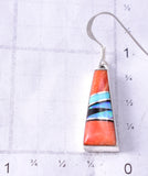 Silver & Turquoise Multistone Navajo Inlay Earrings by James Manygoats 6D07H