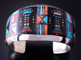 Silver Multistone Navajo Inlay Yei Bi Chei Wide Bracelet by Jim Harrison 4C13A