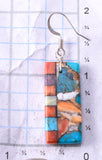 Kingman Turquoise Santo Domingo Handmade Earrings by Mary Louise Tafoya 3G07P