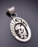 Silver Navajo Handmade Kokopelli Design Pendant by Calvin Peterson 3G05H