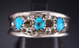 Size 10-3/4 Silver & Kingman Turquoise Navajo Men's Ring - Elvira Cadman 5L05Y