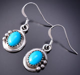 Silver & Turquoise Navajo Handmade Dangle Earrings by Rita Largo 6D20K