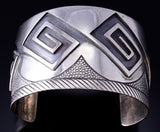 Vintage Silver Navajo Handmade Water Symbol Cuff Bracelet 6A03A