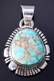 Silver & Dry Creek Turquoise Navajo Pendant by Allen Lee 5L17R