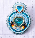 Navajo Handmade Glass Beaded Heart Shield Earrings by Mary Lee 6D22M