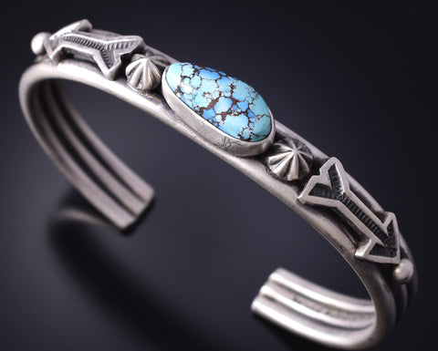 Silver Golden Hills Turquoise Protection Arrow Navajo Bracelet Erick Begay 5H04A