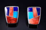 Silver & Turquoise Multistone Navajo Inlay Post Earrings by Erick Begay 5K22P