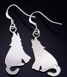 Silver Navajo Handmade Howling Wolf Earrings by Robert Gene 5G22R