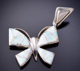 Silver & Opal Navajo Inlay Butterfly Pendant by Joanna Charlie 6J32E