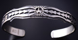 Silver Hopi Kachina Land Handmade Bracelet by Gerald Lomaventema 5H25H