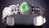 Navajo Stamped Silver Bracelet with Sonoran Gold Turquoise by Tillie Jon 6K28C