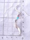 Silver & Turquoise Multistone Zuni Inlay Swirl Earrings by Ira Johnson 3H02Y